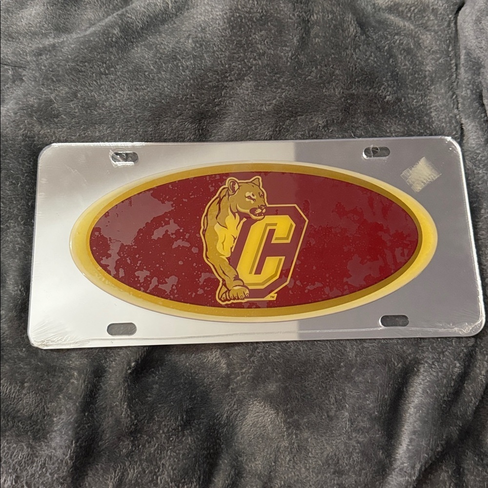 Red and Gold License Plate with Cougar Logo